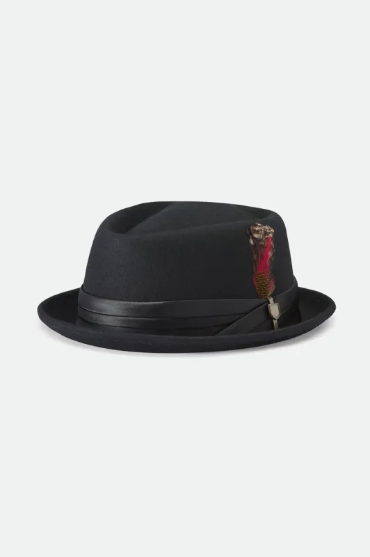 Brixton Stout Pork Pie Hat - BLACK sold by Sun Diego Boardshops