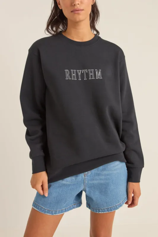 Rhythm Flagship Boyfriend Fleece Crew - BLACK sold by Sun Diego Boardshops