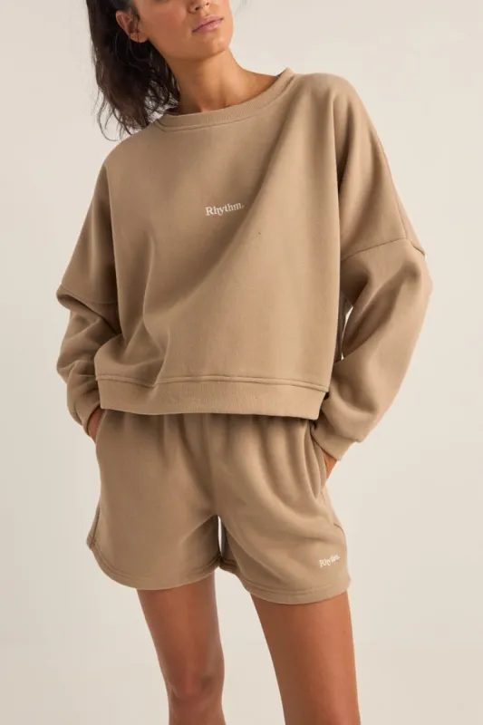 Rhythm Logo Crew Neck Fleece - TAUPE sold by Sun Diego Boardshops