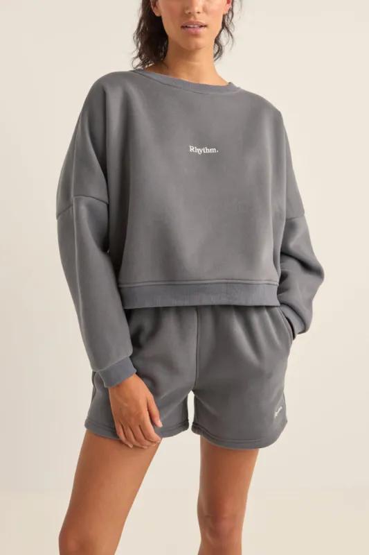 Rhythm Logo Crew Neck Fleece - CHARCOAL sold by Sun Diego Boardshops