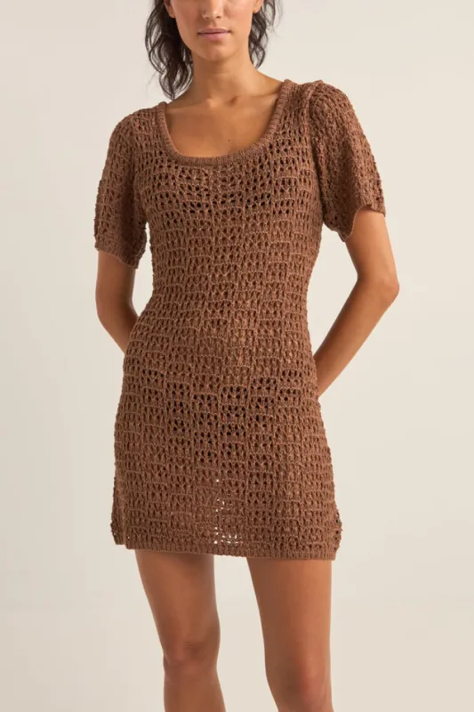 Rhythm Venice Knit Mini Dress - CHOCOLATE sold by Sun Diego Boardshops