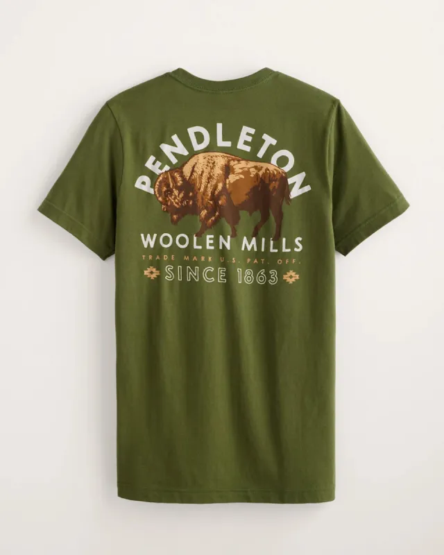 Pendleton MEN'S PENDLETON BISON GRAPHIC TEE - MILITARY GREEN/MULTI sold by Sun Diego Boardshops