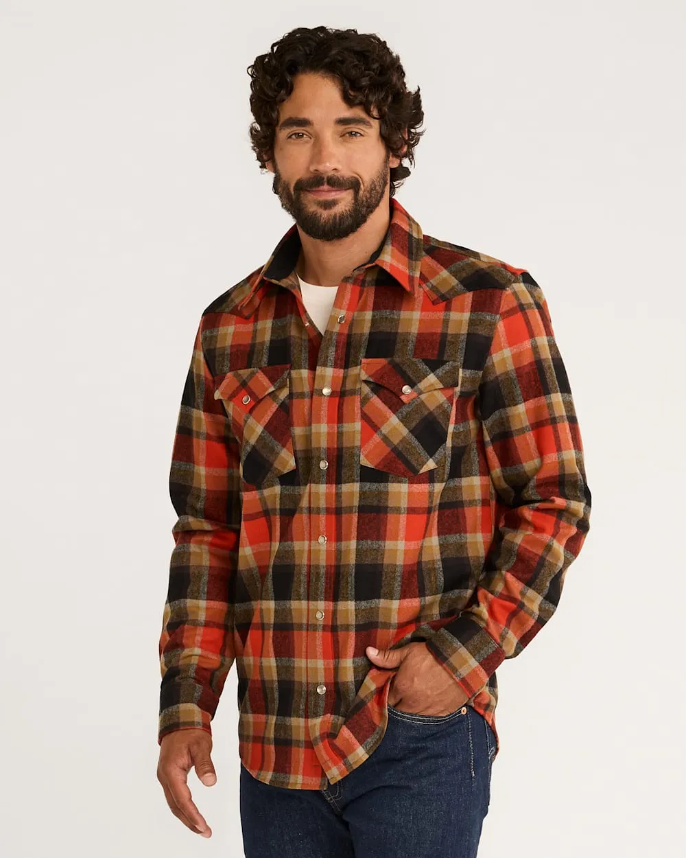 Pendleton MEN'S PLAID SNAP-FRONT WESTERN CANYON SHIRT - RED/BLACK PLAID sold by Sun Diego Boardshops