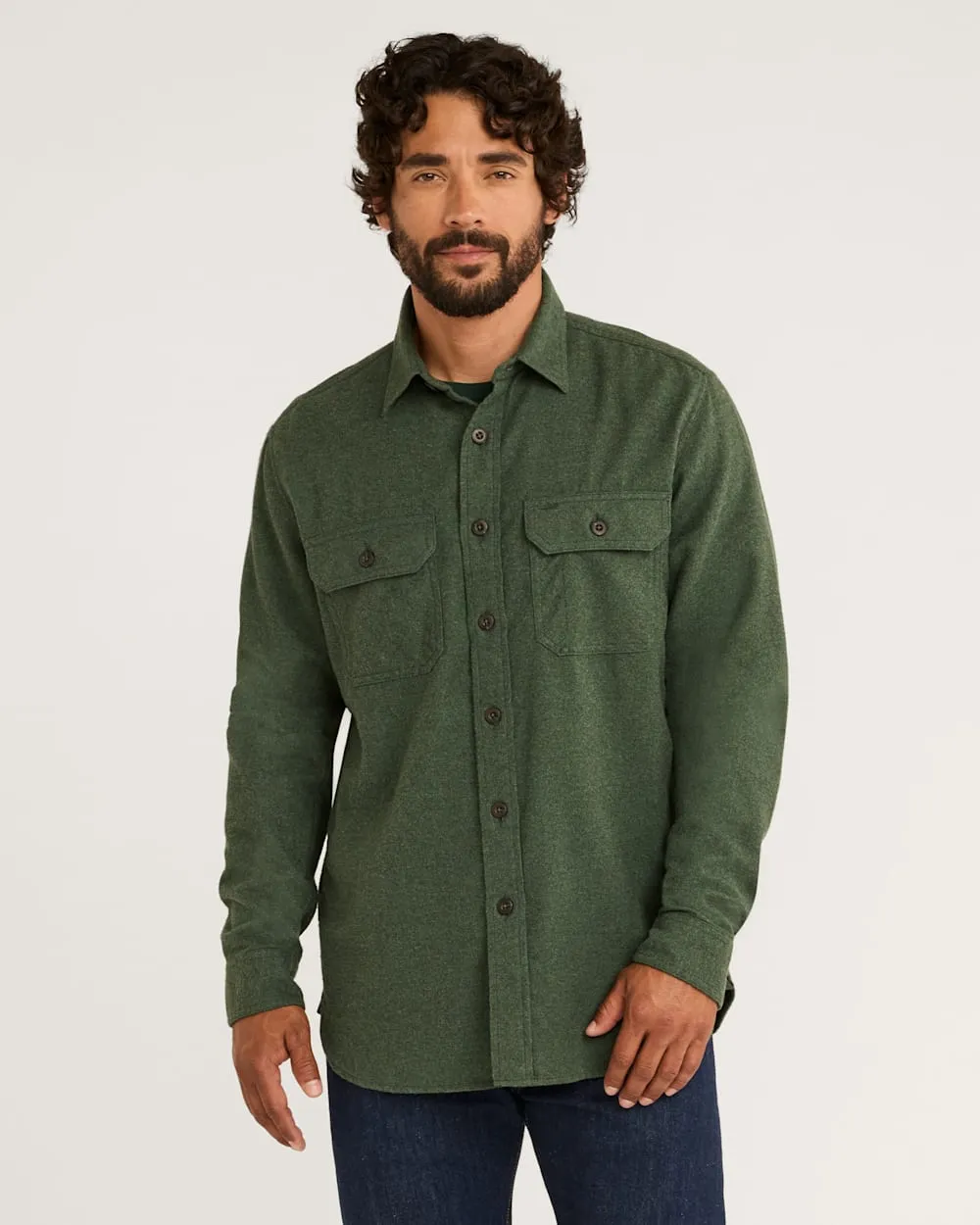 Pendleton MEN'S BURNSIDE DOUBLEBRUSHED FLANNEL SHIRT - GREEN HEATHER sold by Sun Diego Boardshops