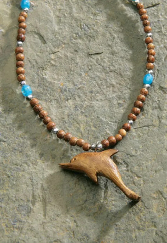MAUNA KAI Wood Dolphin Beaded Cord Necklace - ASSORTED sold by Sun Diego Boardshops