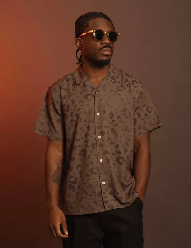 Duvin Dark Leopard Leisure Stretch Buttonup - LEOPARD sold by Sun Diego Boardshops