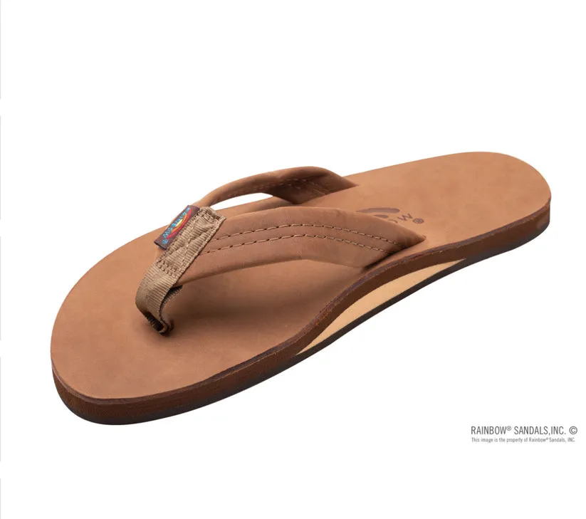 RAINBOW SANDALS Men's Single Layer Premier Leather with Arch Support 1" Strap - REDWOOD sold by Sun Diego Boardshops