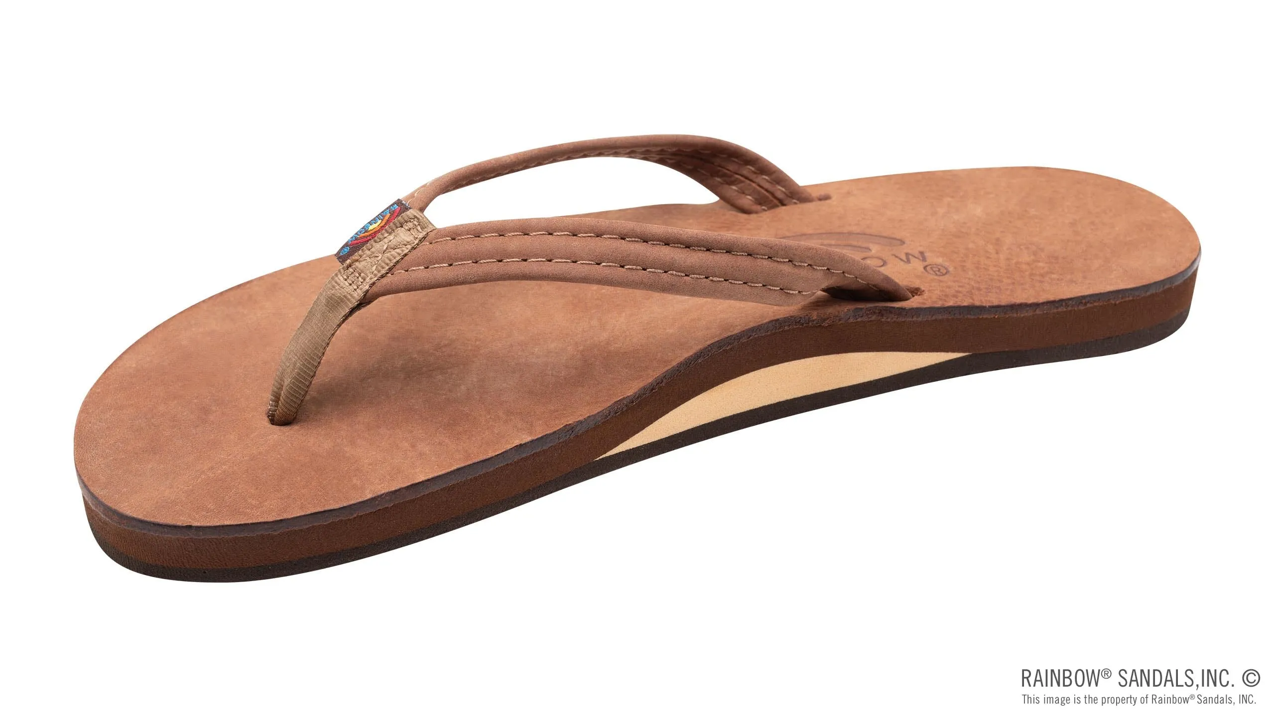 RAINBOW SANDALS Luxury Leather Single Layer Arch Support with a 1/2" Narrow Strap - NOGALES WOOD sold by Sun Diego Boardshops