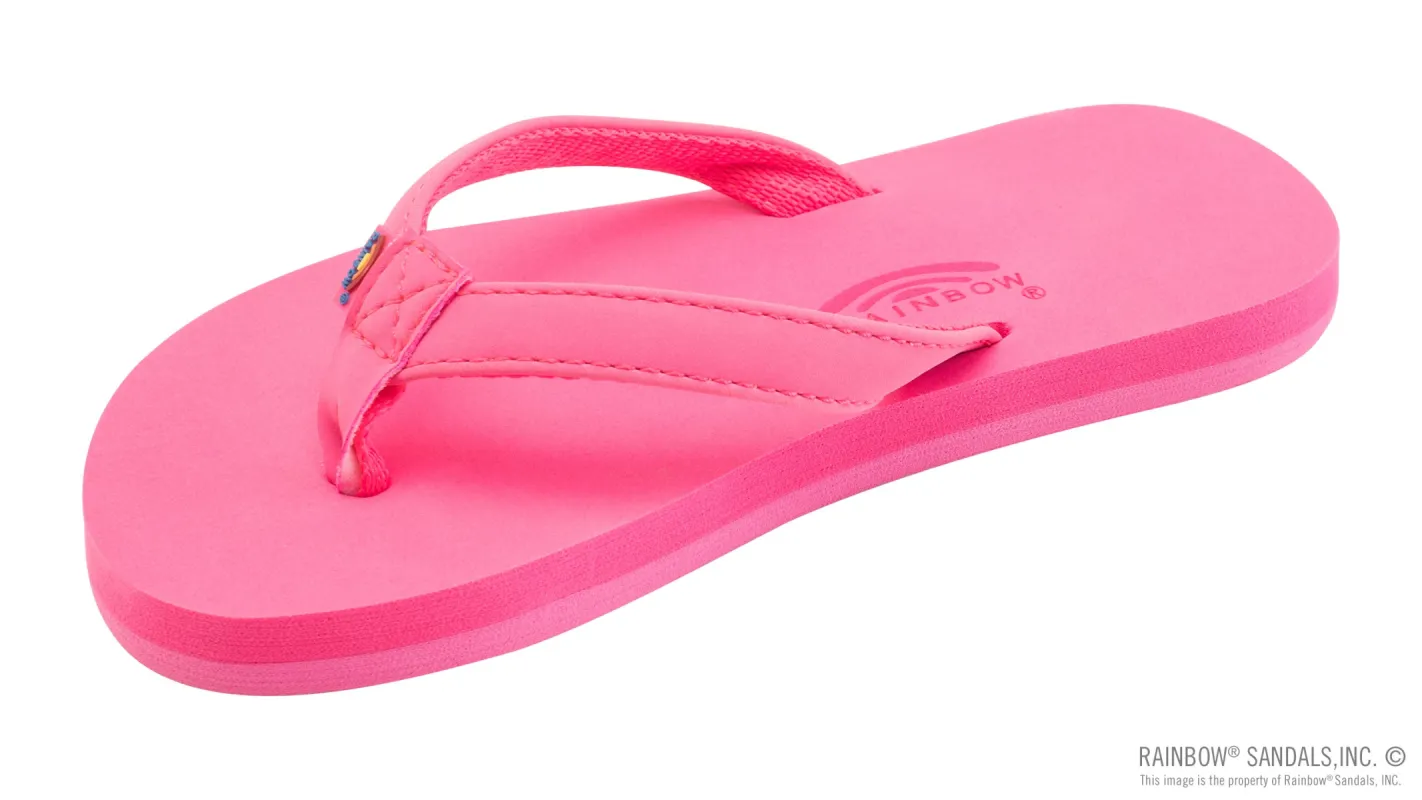 RAINBOW SANDALS The Grombow - Soft Rubber Top Sole with 1/2" Narrow Strap and Pin line - PINK made by Sun Diego Boardshops