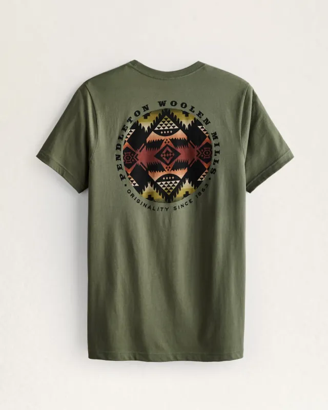 Pendleton MEN'S NEHALEM CIRCLE GRAPHIC TEE - MILITARY GREEN/MULTI sold by Sun Diego Boardshops