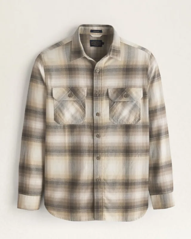 Pendleton MEN'S PLAID BURNSIDE DOUBLEBRUSHED FLANNEL SHIRT - BROWN/KHAKI/CREAM PLAID sold by Sun Diego Boardshops