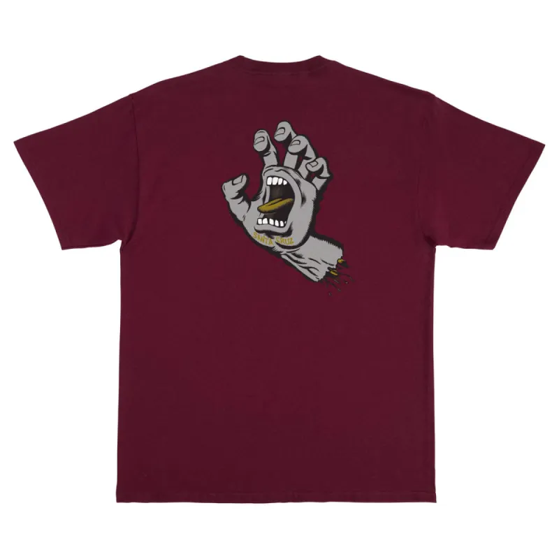 Santa Cruz Screaming Hand Mens T-Shirt - MAROON W/GREY/GOLD made by Santa Cruz Skateboards