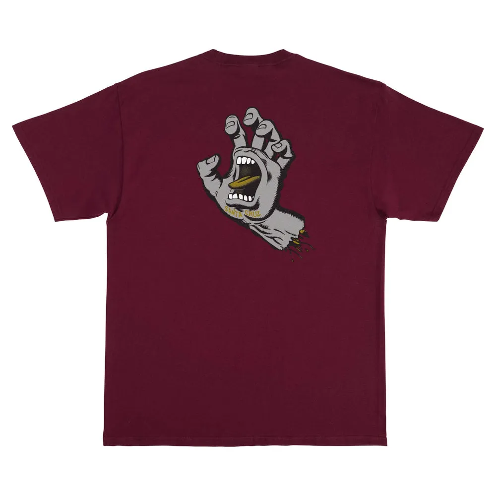 Santa Cruz Screaming Hand Mens T-Shirt - MAROON W/GREY/GOLD sold by Sun Diego Boardshops