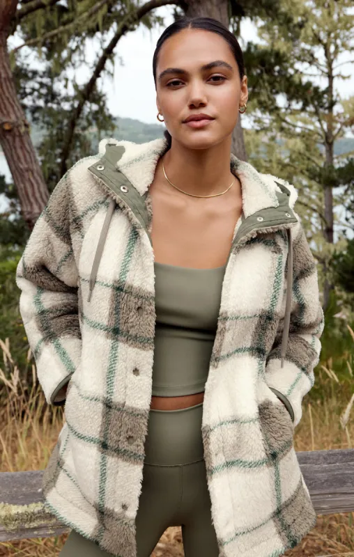 Z-Supply Cross Country Plaid Sherpa Jacket - WINTER GREEN sold by Sun Diego Boardshops