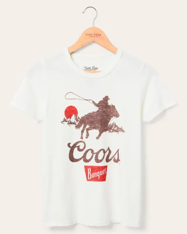 Junk Food Women's Coors Banquet Cowboy Original Tee - VINTAGE WHITE sold by Sun Diego Boardshops