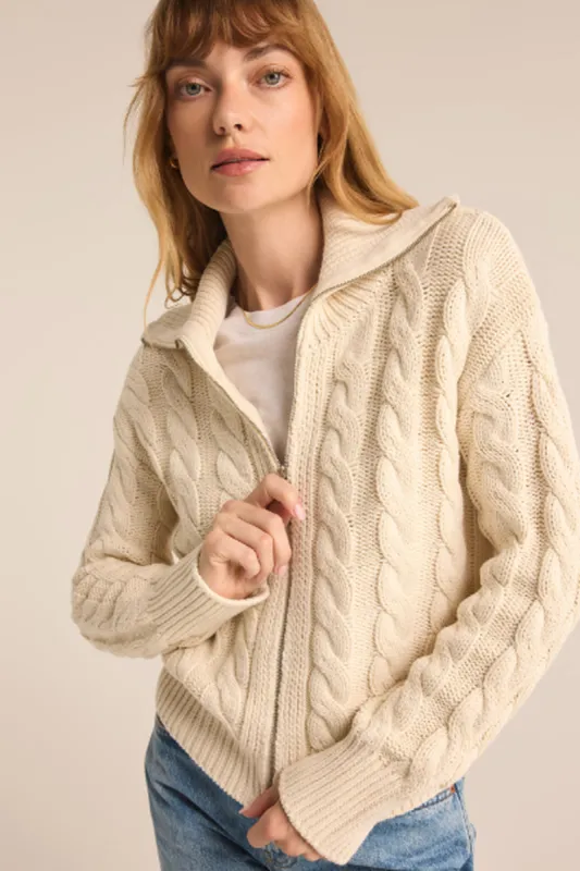 Z-Supply Hemingway Cable Cardigan Zip - SEA SALT made by Z Supply