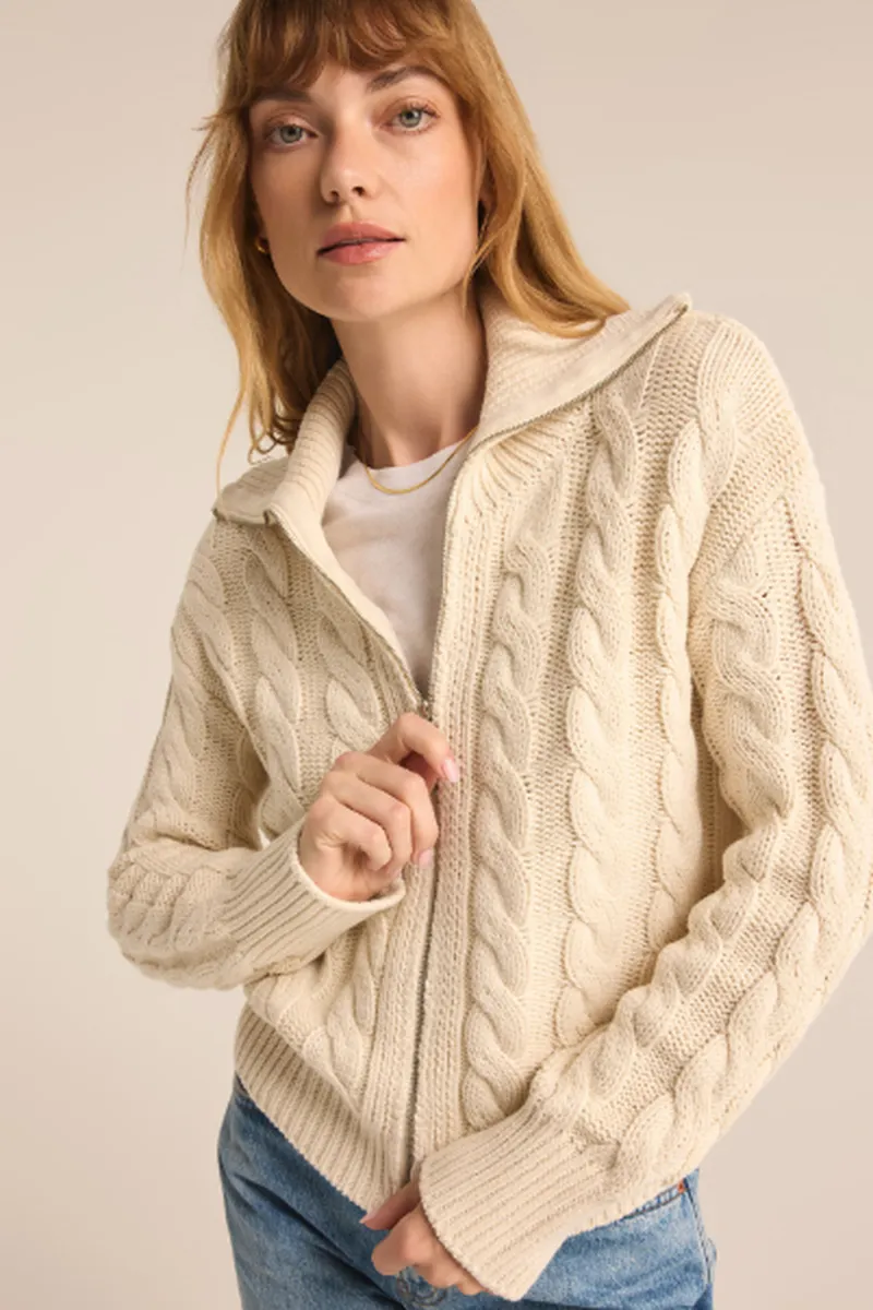 Z-Supply Hemingway Cable Cardigan Zip - SEA SALT sold by Sun Diego Boardshops