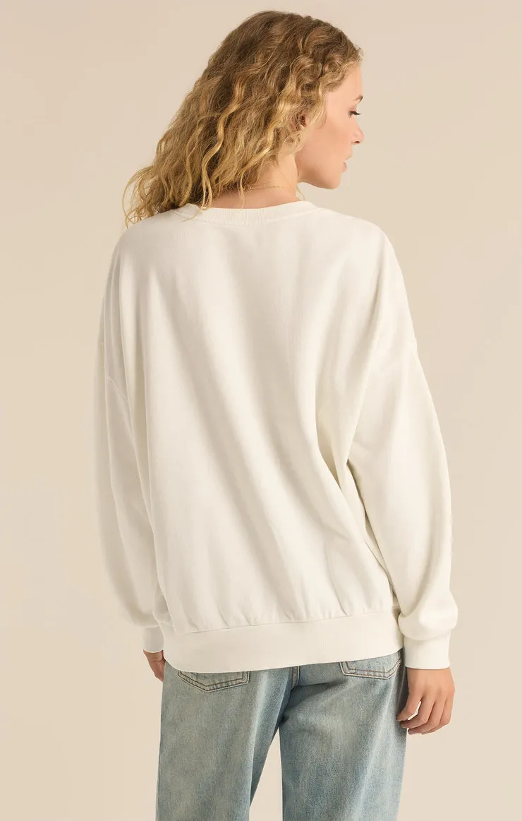 Z-Supply Holly Crewneck Embroidered Sweatshirt - SEA SALT sold by Sun Diego Boardshops product image thumbnail 2