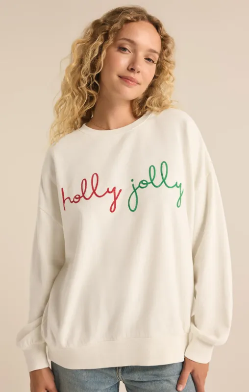 Z-Supply Holly Crewneck Embroidered Sweatshirt - SEA SALT sold by Sun Diego Boardshops