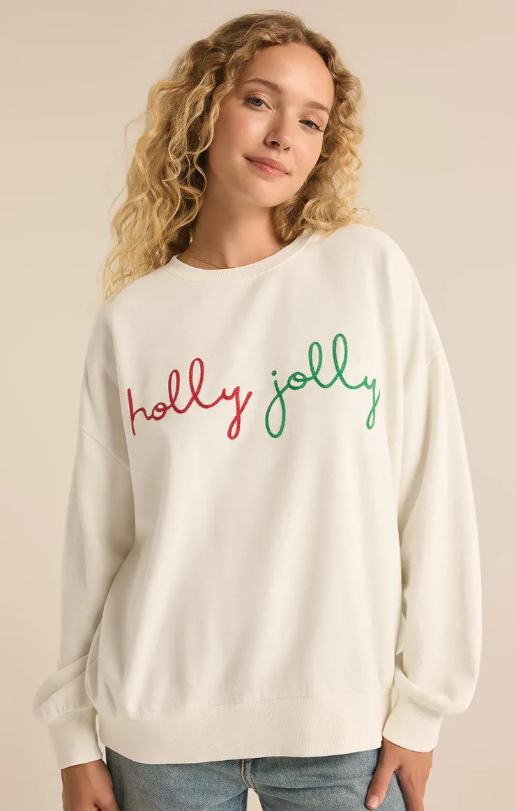 Z-Supply Holly Crewneck Embroidered Sweatshirt - SEA SALT sold by Sun Diego Boardshops