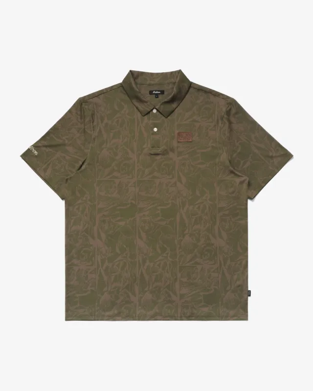 Malbon Wild Life Performance Polo - Army made by Malbon
