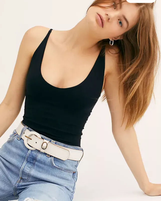 Free People Seamless V-Neck Cami - BLACK sold by Sun Diego Boardshops