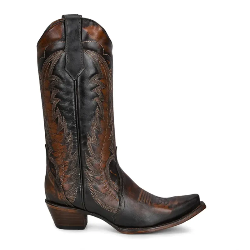 Corral Boots Women's 13" Triad Western Snip Toe Boot - BROWN/TAN sold by Sun Diego Boardshops