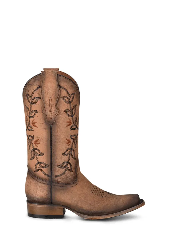Corral Boots WOMEN'S EMBROIDERY BROWN SQUARE TOE COWBOY BOOT - BROWN sold by Sun Diego Boardshops
