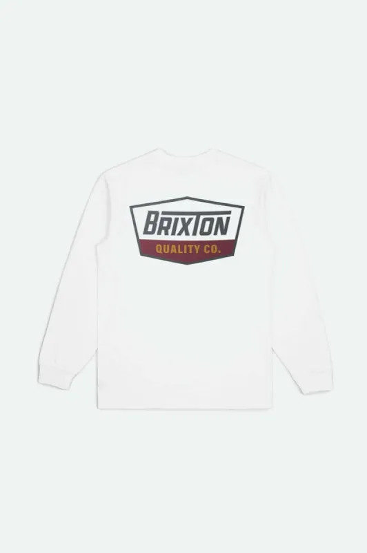 Brixton Regal L/S Standard T-Shirt - WHITE/CHARCOAL/MAHOGANY sold by Sun Diego Boardshops