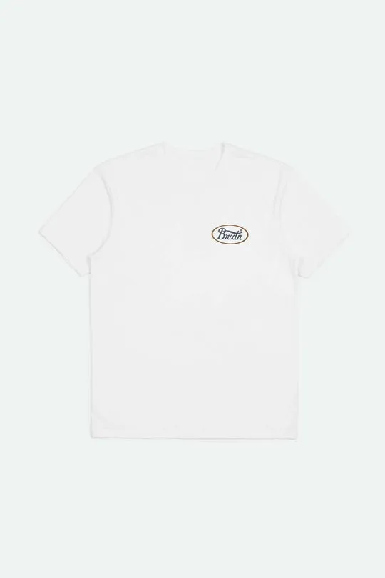 Brixton Parsons S/S Tailored T-Shirt - WHITE/WASHED NAVY/BROWN sold by Sun Diego Boardshops product image thumbnail 2