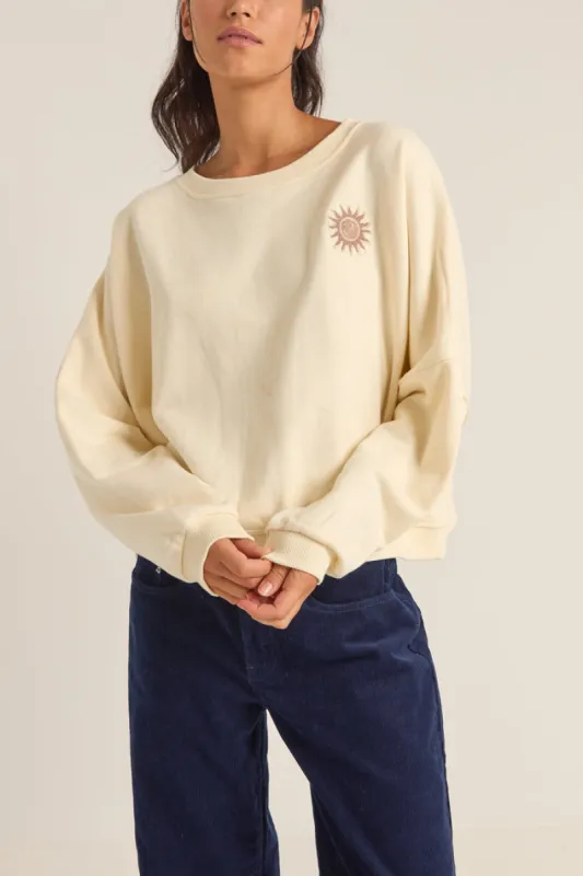 Rhythm Sun Bleached Slouch Fleece - CREAM made by Rhythm.