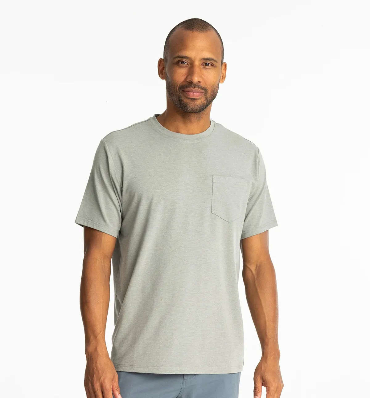 Free Fly Men's Bamboo Flex Pocket Tee - HEATHER AGAVE GREEN sold by Sun Diego Boardshops