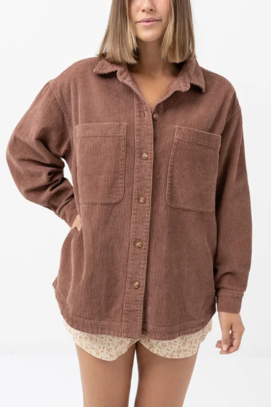 Rhythm Corduroy Oversized Shacket - CHOCOLATE sold by Sun Diego Boardshops