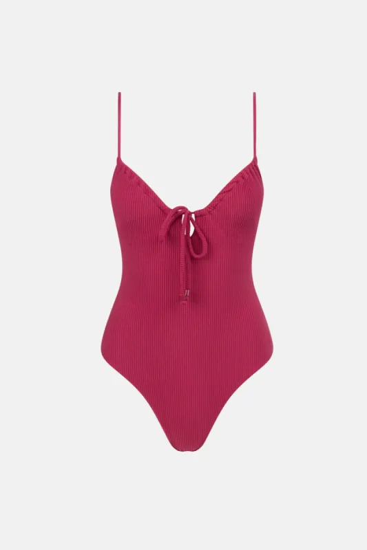Rhythm Isla Rib Tie Front One Piece - SANGRIA sold by Sun Diego Boardshops