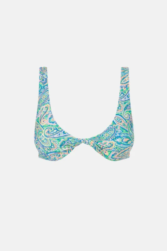 Rhythm Cabo Paisley Twist Front Top - GREEN sold by Sun Diego Boardshops