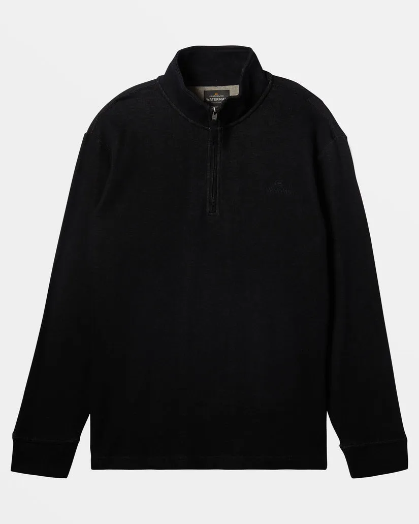 Quiksilver Waterman Playa Clipper Half-Zip Sweatshirt - BLACK sold by Sun Diego Boardshops
