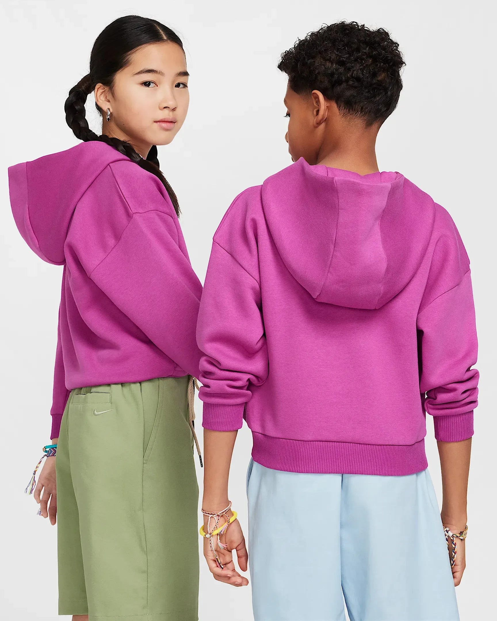 Nike Kid's Icon Fleece EasyOn Hoodie - HOT FUCHSIA/WHITE sold by Sun Diego Boardshops product image thumbnail 2
