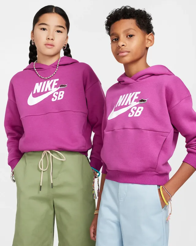 Nike Kid's Icon Fleece EasyOn Hoodie - HOT FUCHSIA/WHITE sold by Sun Diego Boardshops