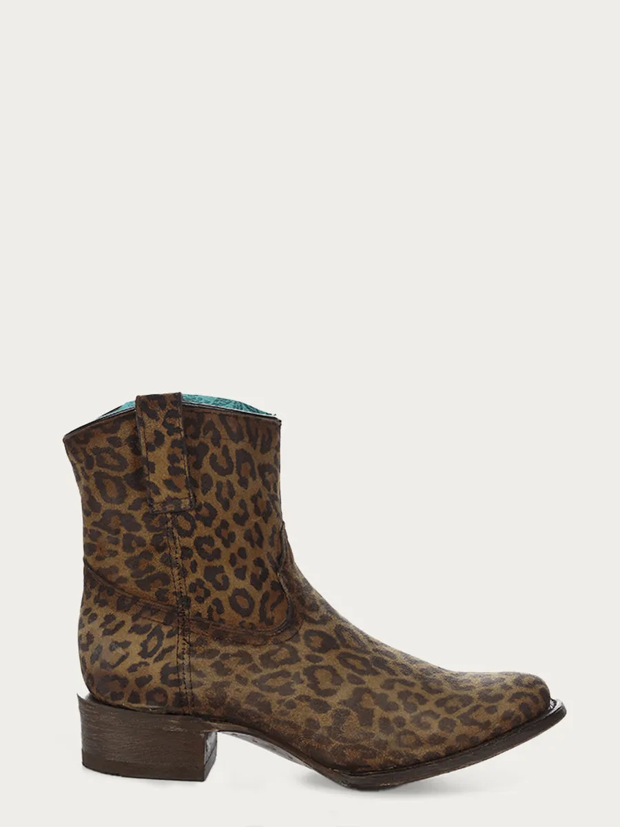 Corral Boots WOMEN'S ROUND TOE ANKLE BOOT WITH ZIPPER - LEOPARD sold by Sun Diego Boardshops