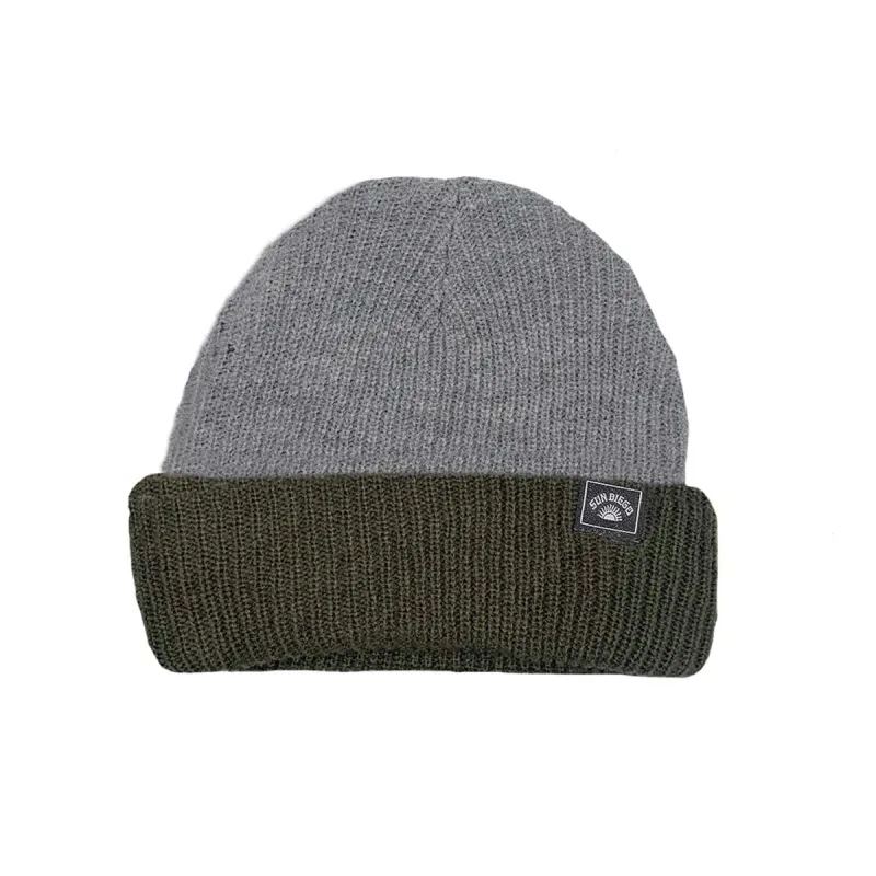 Sun Diego Reserve Blocked Beanie - Army/Grey sold by Sun Diego Boardshops