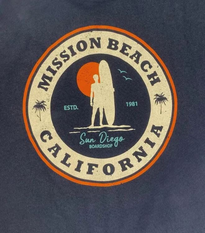 Sun Diego Mission Beach Surf Check Tee - Navy sold by Sun Diego Boardshops product image thumbnail 3