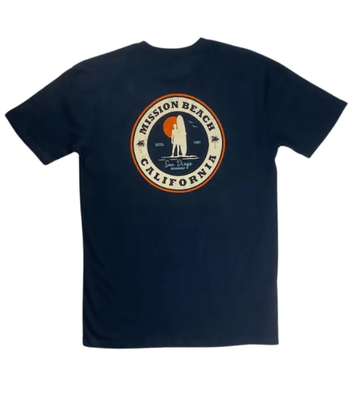 Sun Diego Mission Beach Surf Check Tee - Navy sold by Sun Diego Boardshops