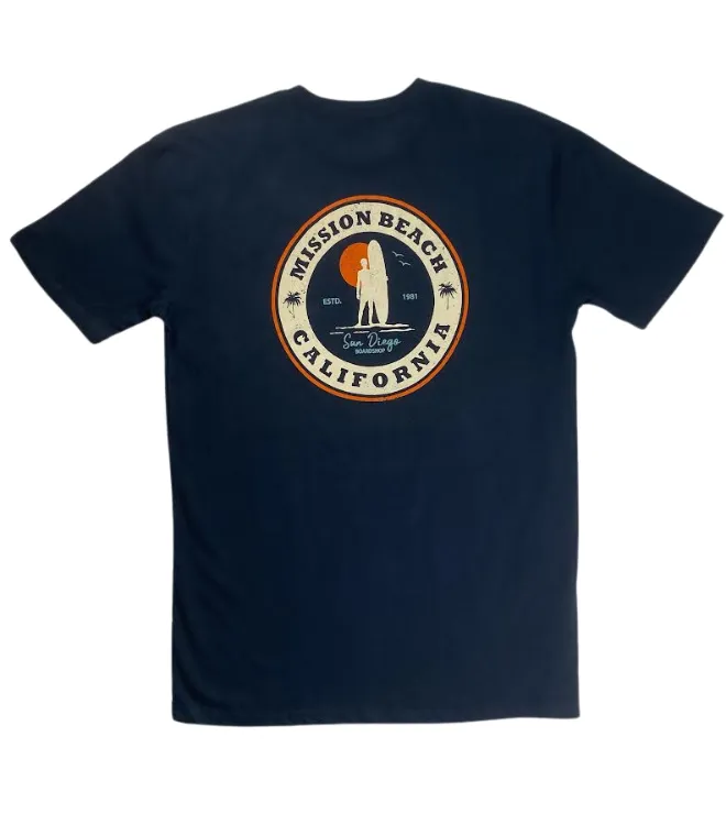 Sun Diego Mission Beach Surf Check Tee - Navy sold by Sun Diego Boardshops