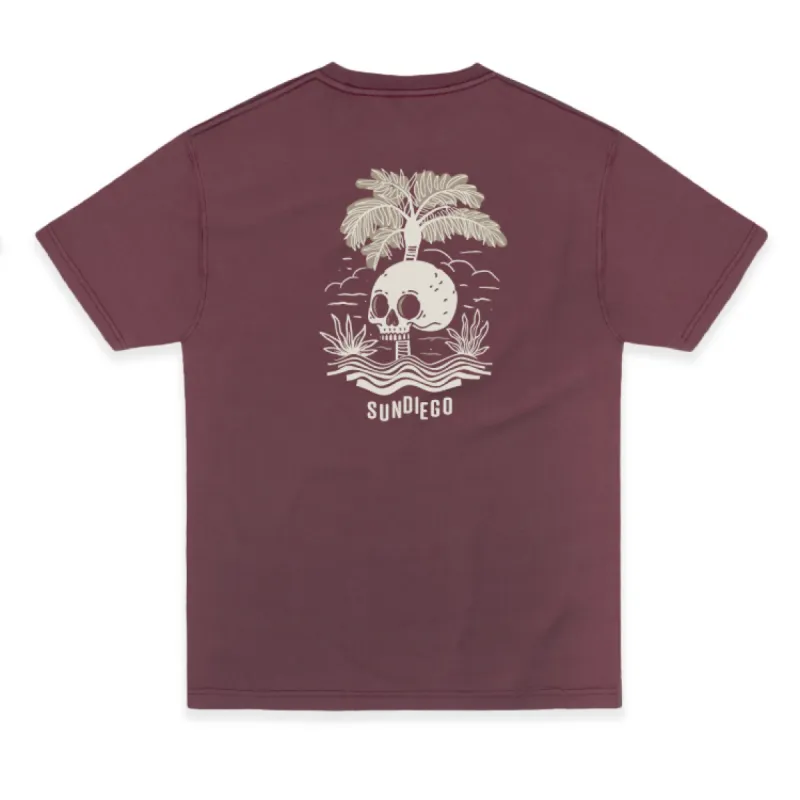 SunDiego Death Palm Box Tee - Plum Wine made by Sun Diego Boardshops