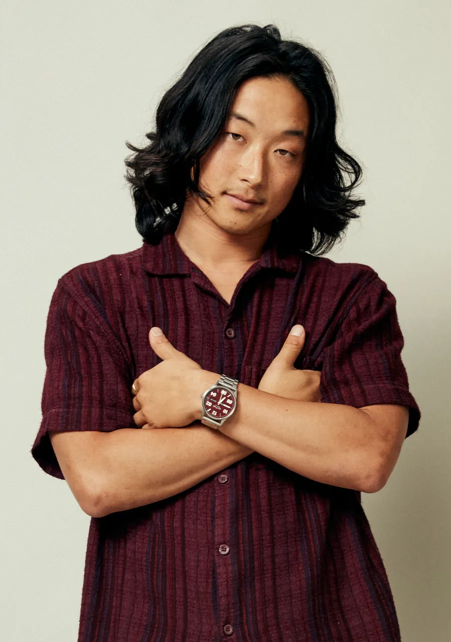 Nixon Sentry Stainless Steel - Silver/Cranberry sold by Sun Diego Boardshops