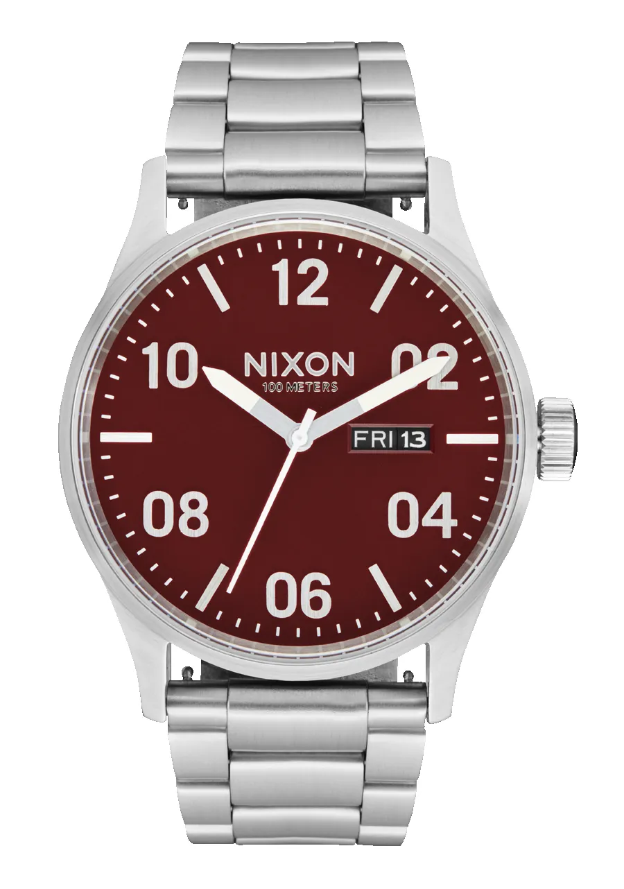 Nixon Sentry Stainless Steel - Silver/Cranberry sold by Sun Diego Boardshops product image thumbnail 2