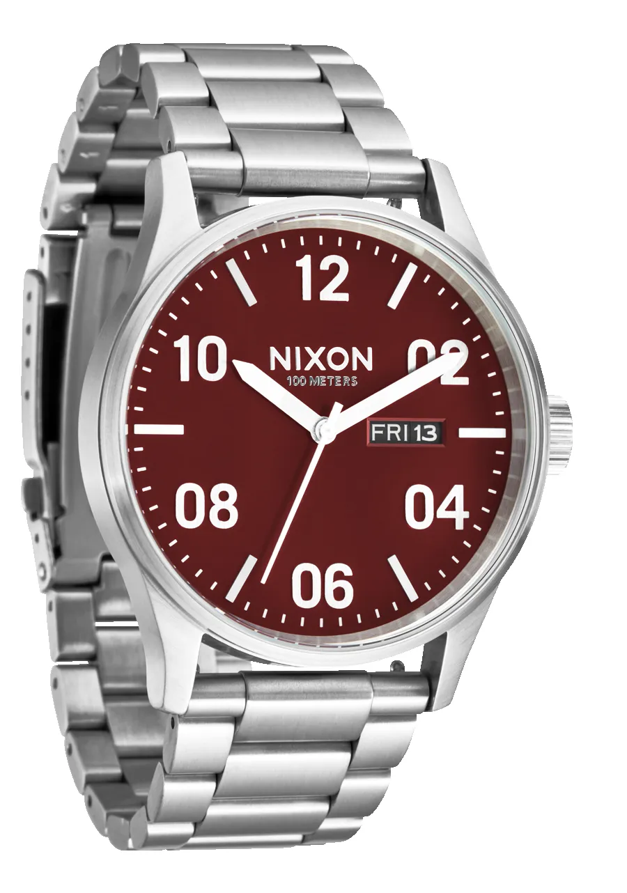 Nixon Sentry Stainless Steel - Silver/Cranberry sold by Sun Diego Boardshops product image thumbnail 3
