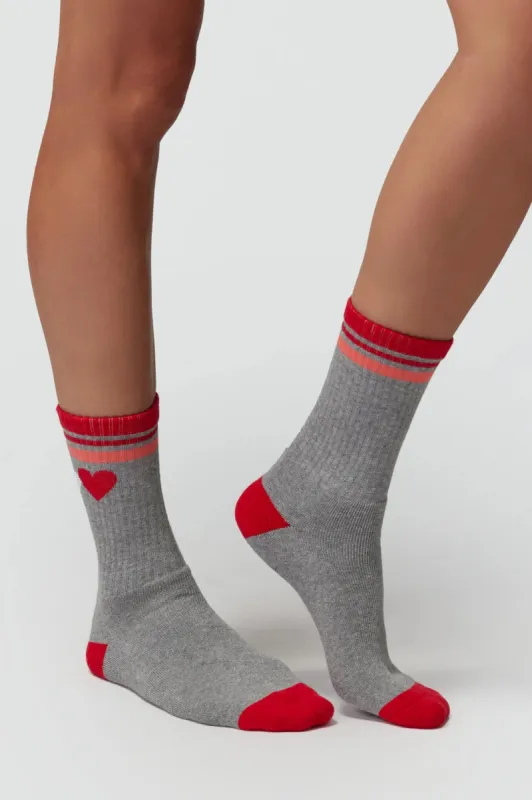 Spiritual Gangster Heart Crew Sock - Heather Grey sold by Sun Diego Boardshops