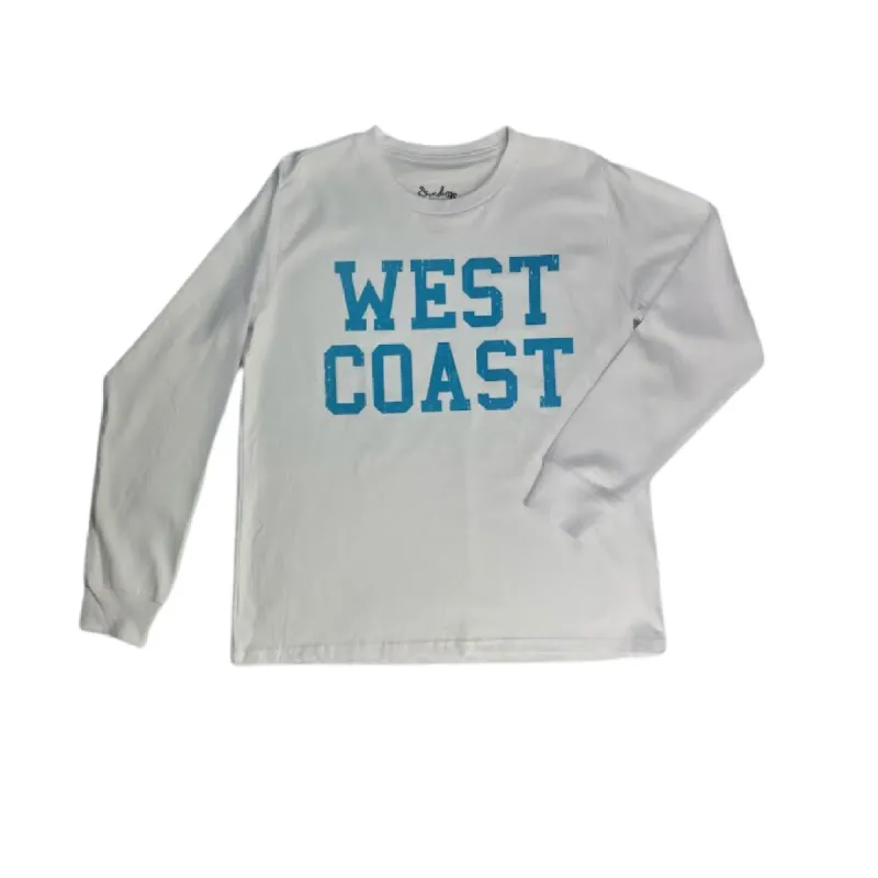 Sun Diego Long Sleeve West Coast Crop Tee - Whiteblue sold by Sun Diego Boardshops