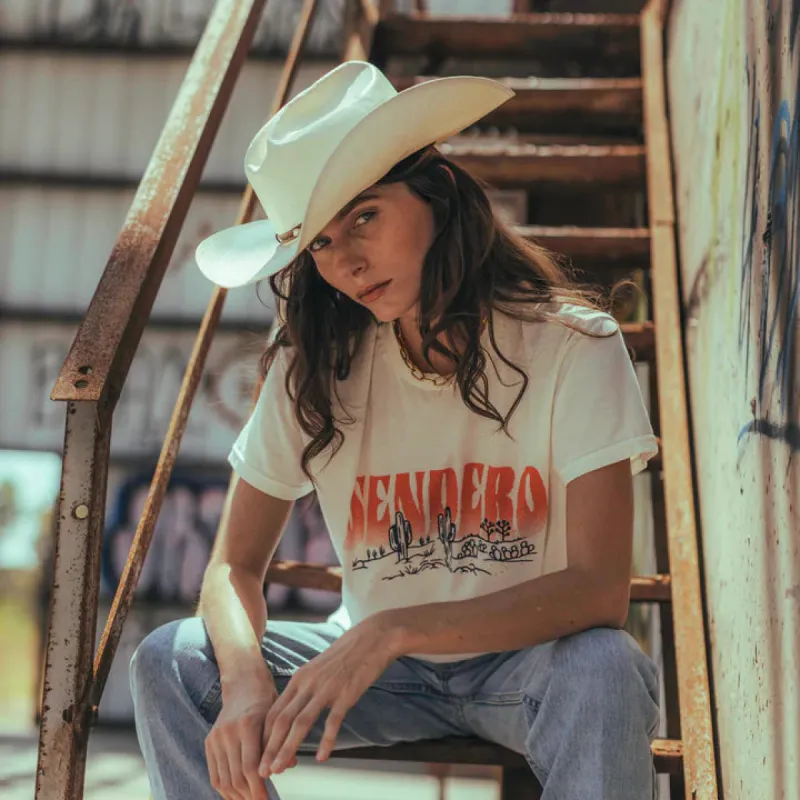 Sendero DESERT DREAMS WOMEN'S CROP TEE - VINTAGE WHITE sold by Sun Diego Boardshops